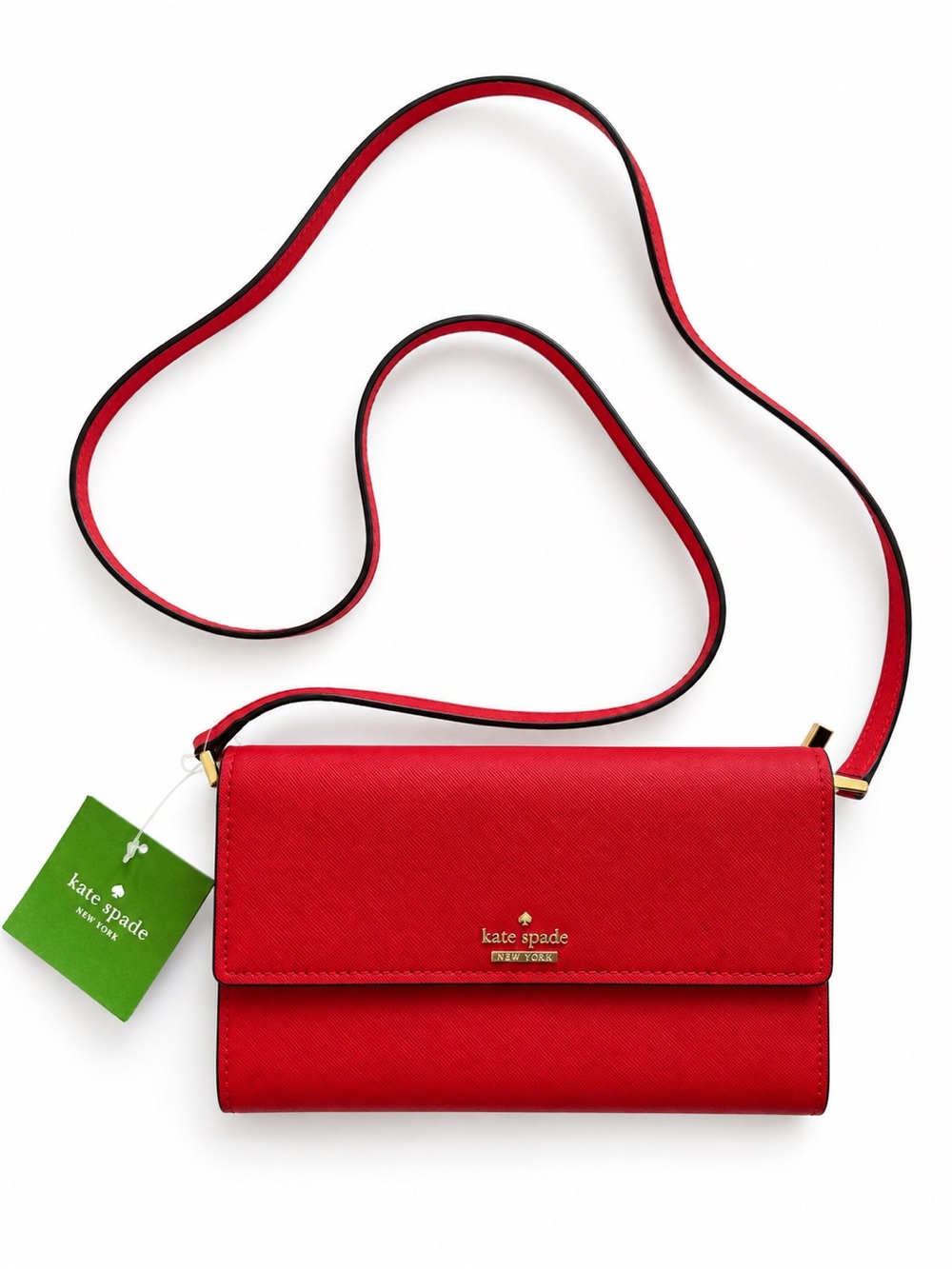 kate spade red saffiano crossbody wallet